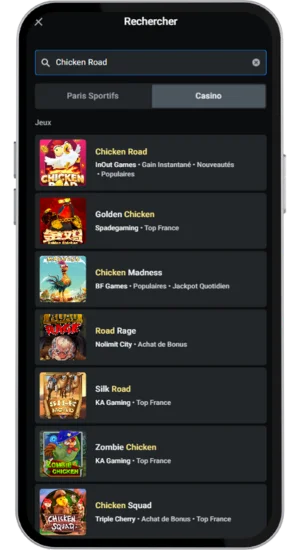Rechercher Chicken Road dans le casino