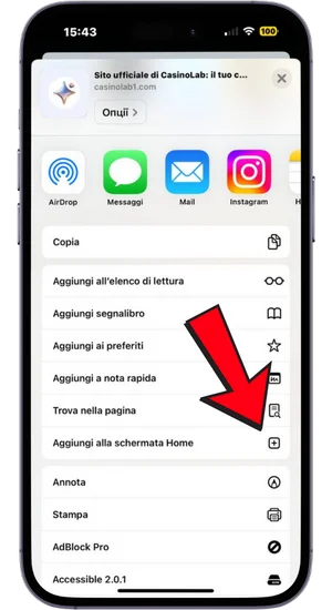 Aggiungi alla schermata Home
