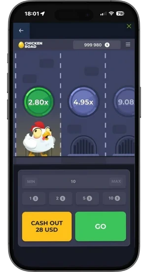 Ekran rozgrywki Chicken Road