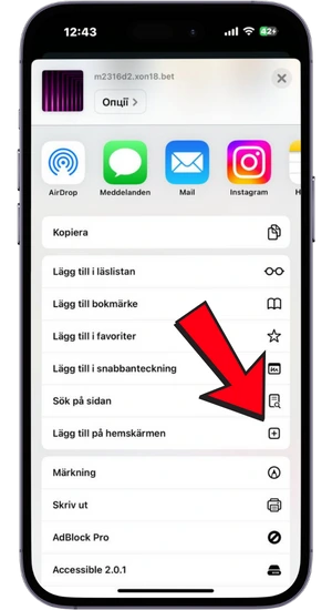 Lägg till på hemskärmen