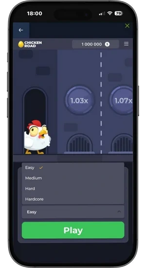 Ustawienia trudności i stawek Chicken Road
